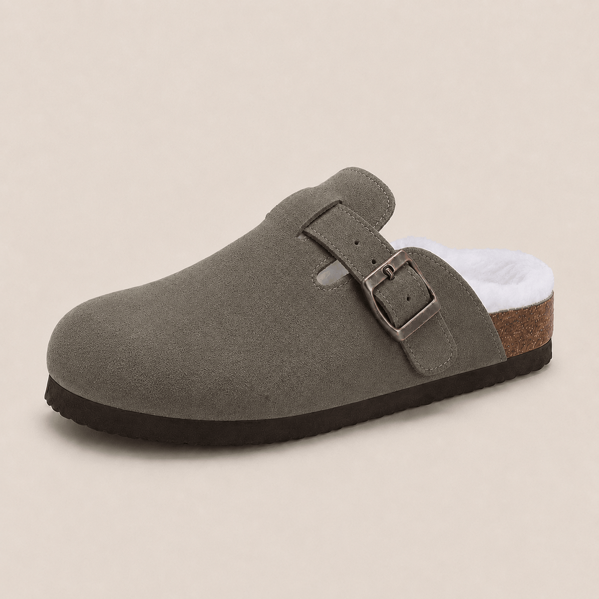 Fur-lined Suede Clogs by Qonfrt