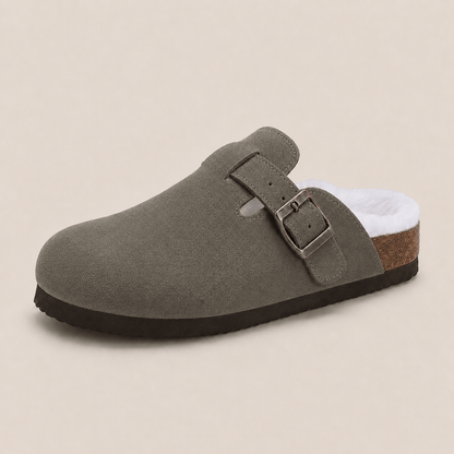 Fur-lined Suede Clogs by Qonfrt