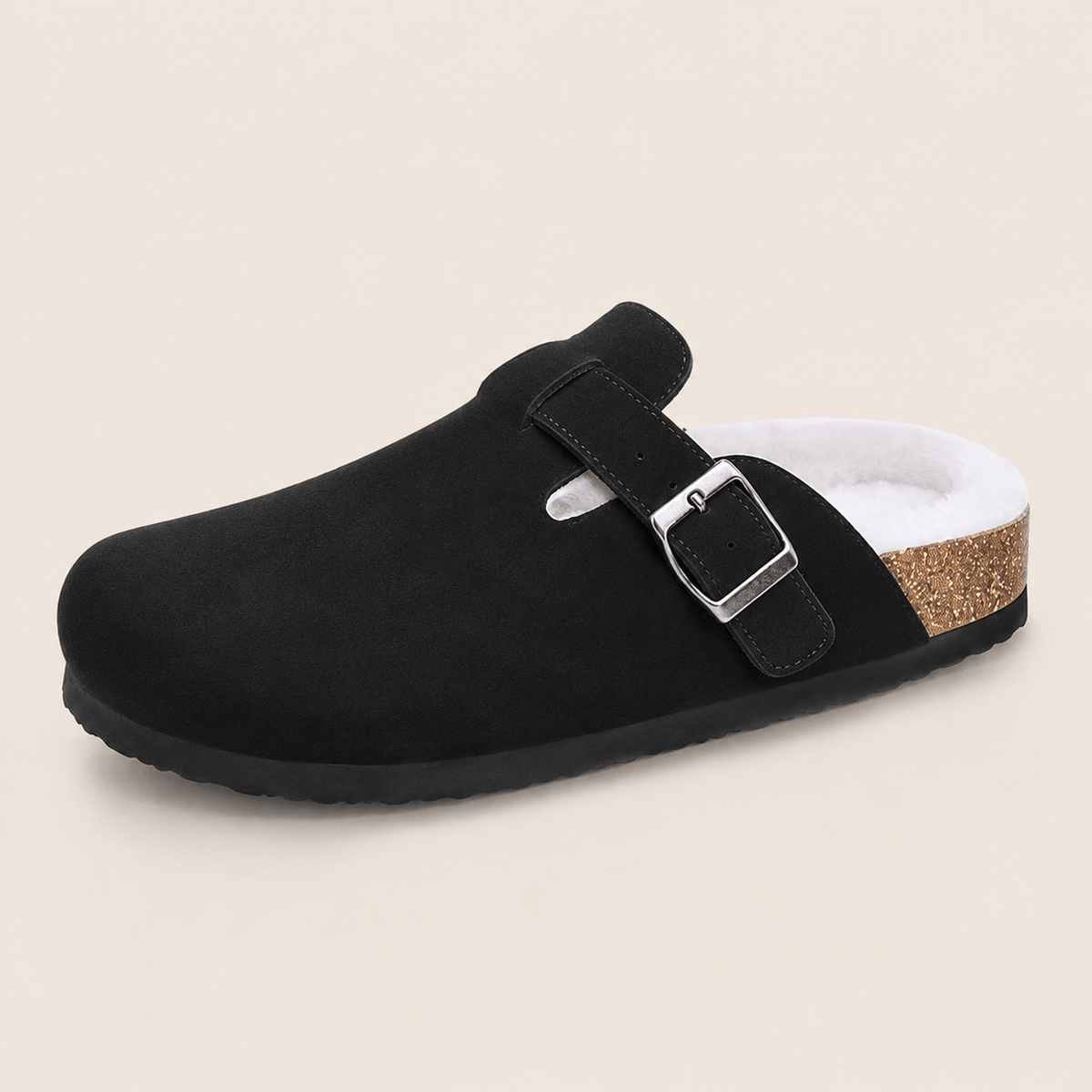 Fur-lined Suede Clogs by Qonfrt