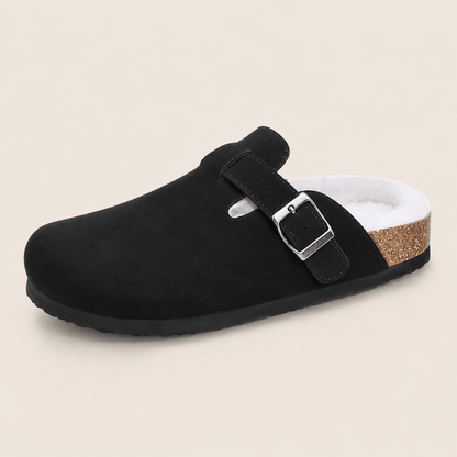 Fur-lined Suede Clogs by Qonfrt