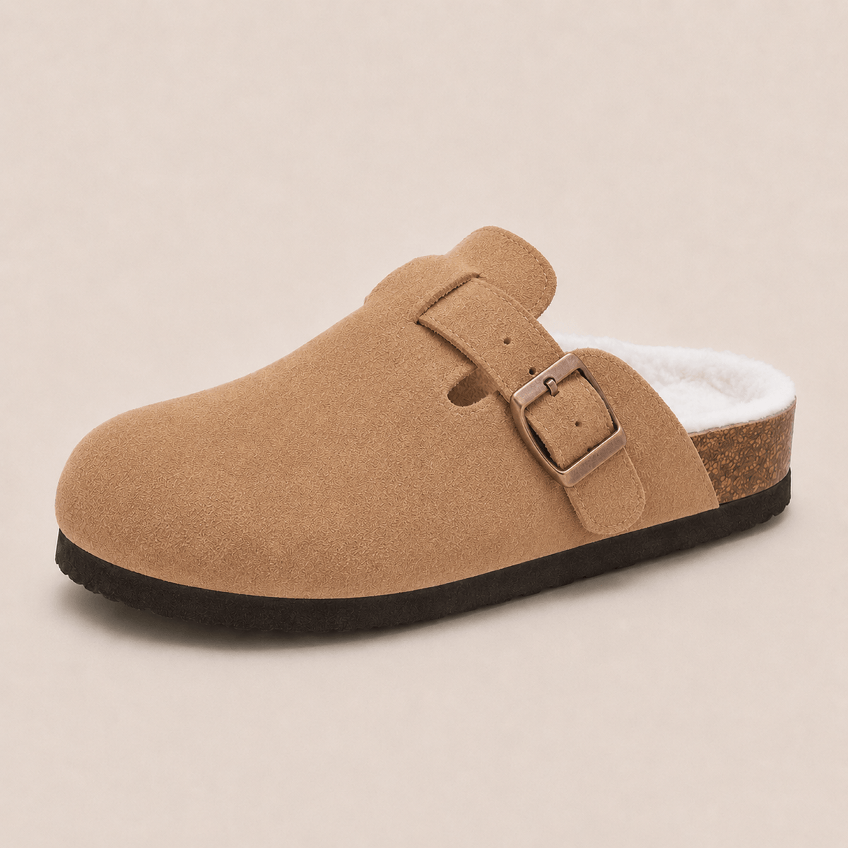 Fur-lined Suede Clogs by Qonfrt