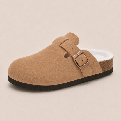Fur-lined Suede Clogs by Qonfrt