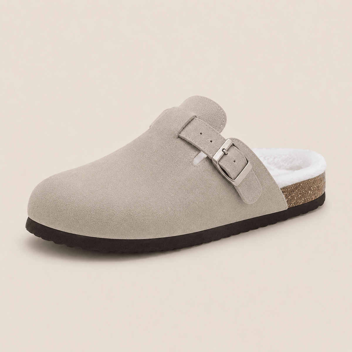 Fur-lined Suede Clogs by Qonfrt