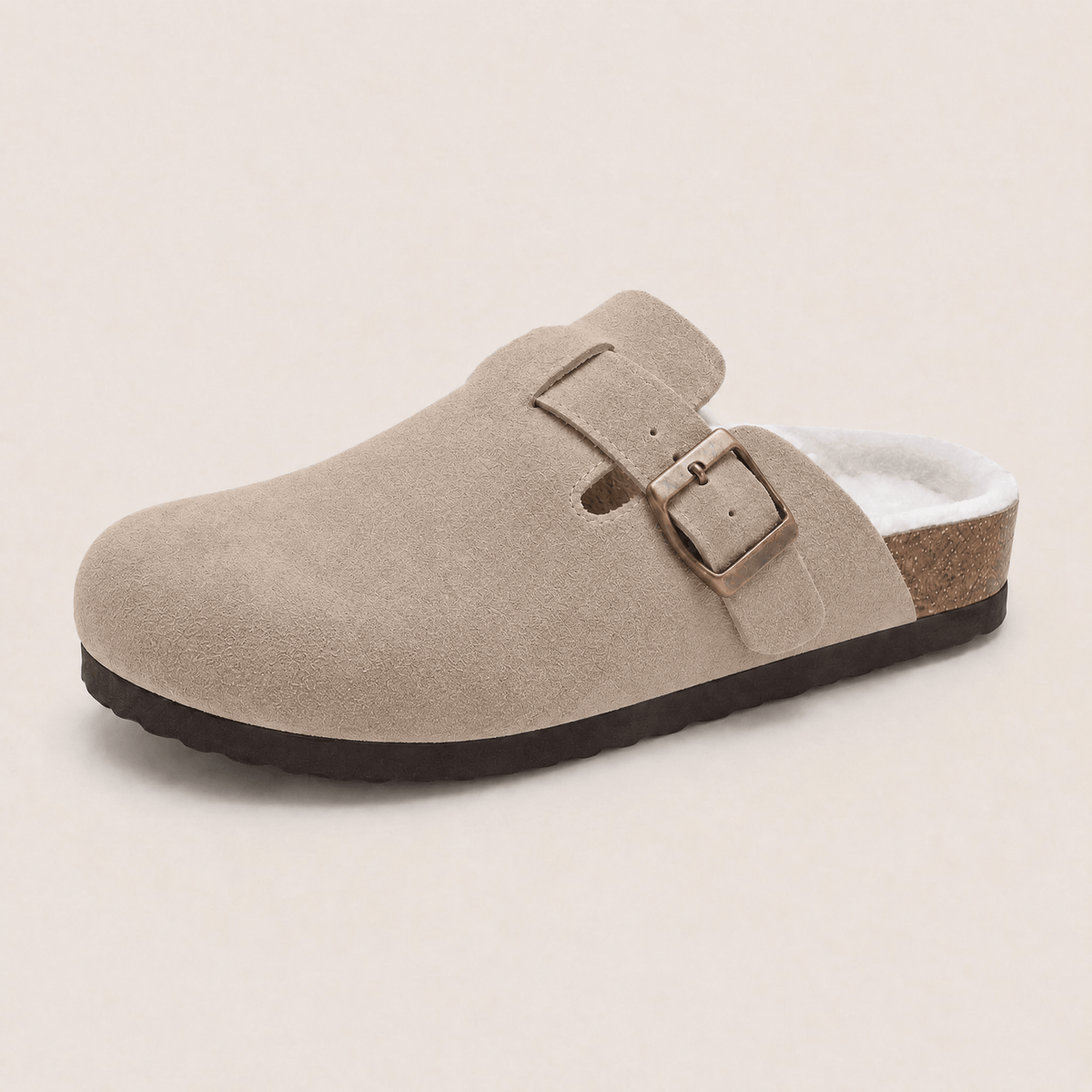 Fur-lined Suede Clogs by Qonfrt