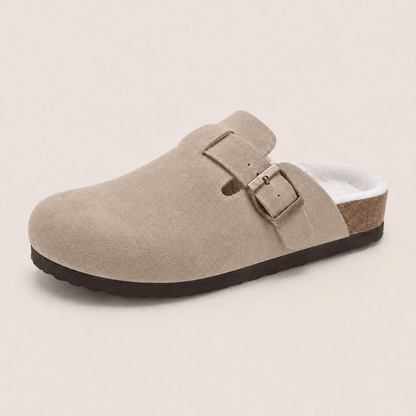 Fur-lined Suede Clogs by Qonfrt