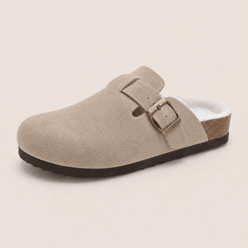 Fur-lined Suede Clogs by Qonfrt