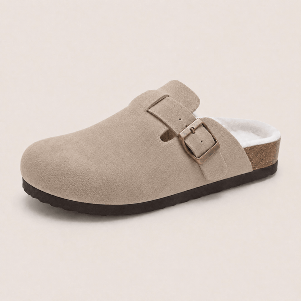 Fur-lined Suede Clogs by Qonfrt